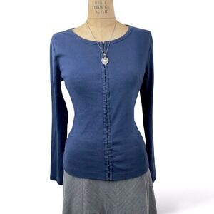 90s Office Siren Hook and Eye Long Sleeve Top Y2K Minimalist Grunge Size L